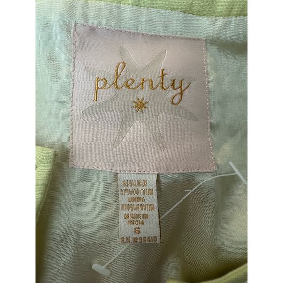 Anthropology Plenty Yellow Linen & White embroidered Beaded Coat size 6 - Picture 14 of 17